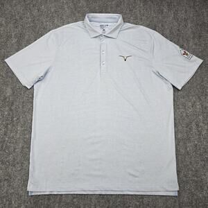 Johnnie O Shirt Mens XL Blue Lyndon Polo Performance Golf RMHC Striped Bull Logo